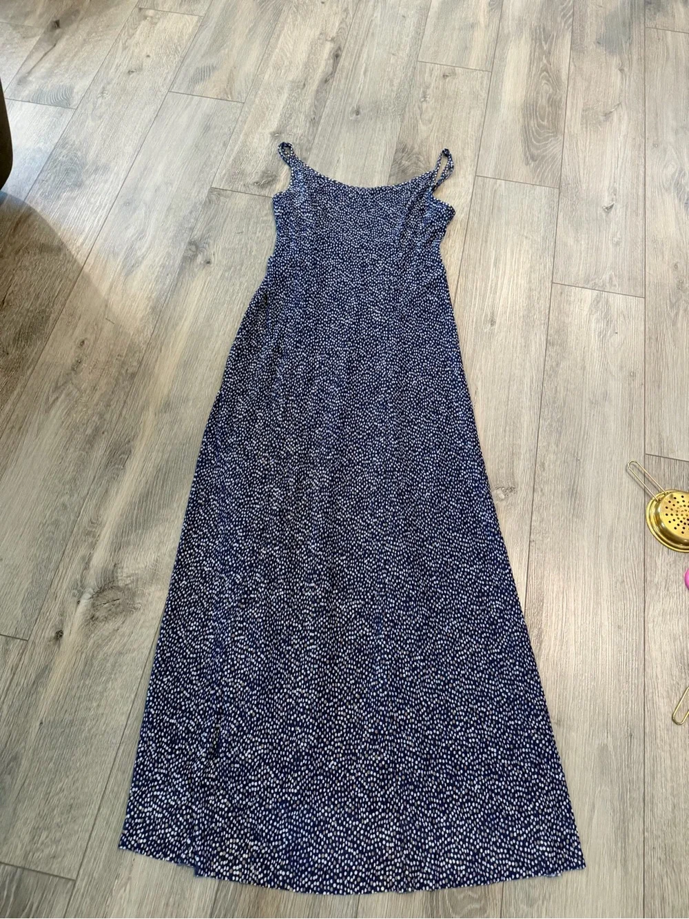Free People Navy and White Spotted Maxi Dress